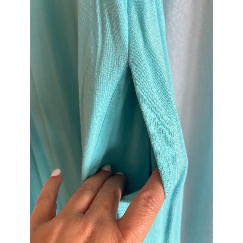Torrid Aqua Blue V-Neck Midi Dress Pockets Adjustable Straps Plus Size 2 2X - Picture 3 of 8